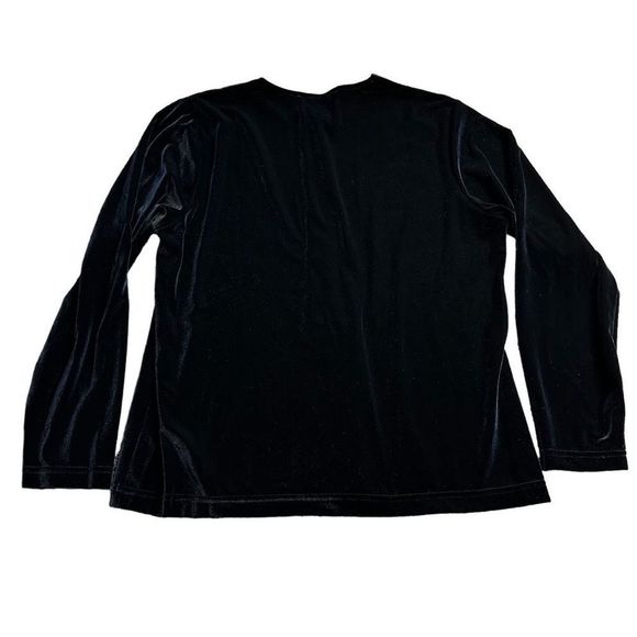 Denim & Co. 2 Pc Black Velvet Cardigan & Tank Set EUC Button Down Size M Stretch - Picture 5 of 15